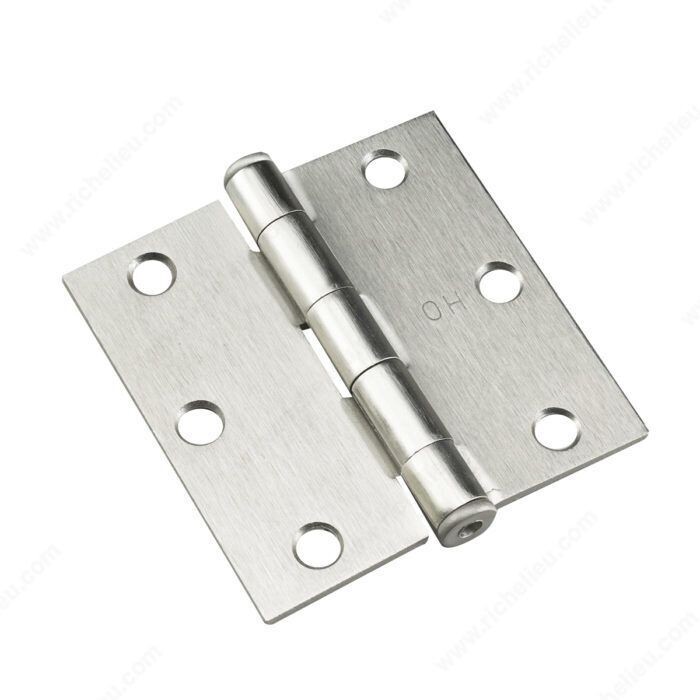 3 3 inch square corner butt hinge in brushed nickel finish for doors and cabinets.