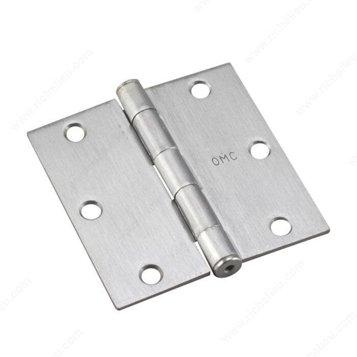 3-1/2 inch square corner butt hinge in brushed chrome, for interior doors.