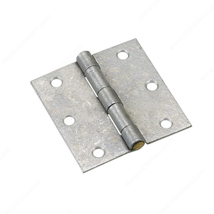 3 3 inch square corner butt hinge in galvanized finish for gates and shed doors.