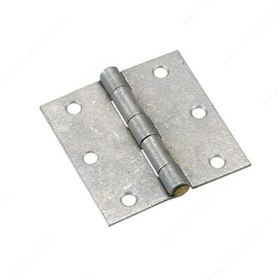 3 inch square corner butt hinge in galvanized finish for gates and shed doors.