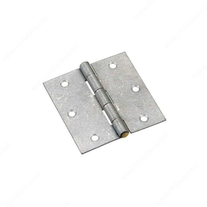 3-1/2 inch square corner butt hinge in galvanized steel, for exterior gates and shed doors.