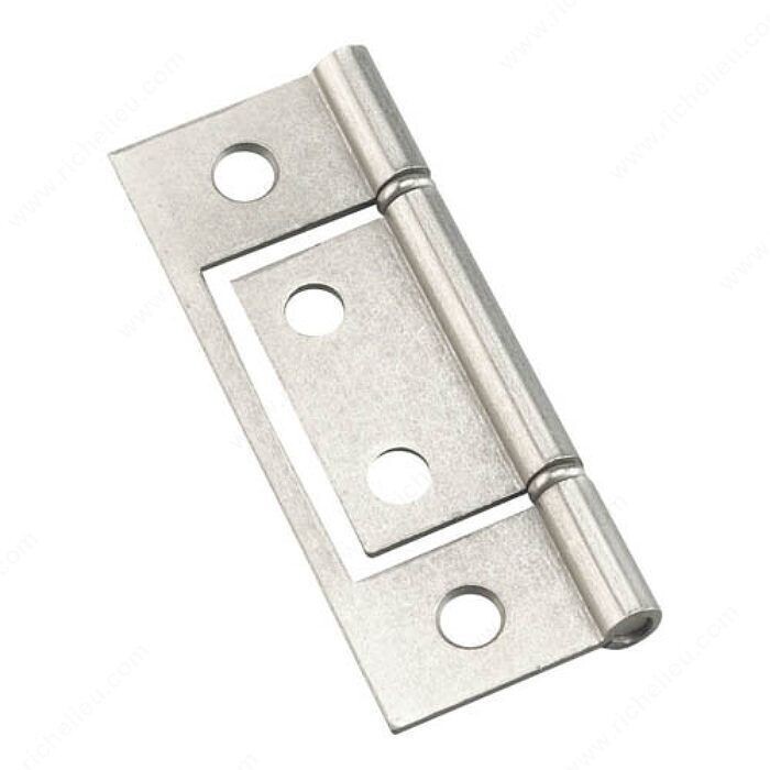1-1/4 x 3 inch non-mortise hinge in satin nickel finish.
