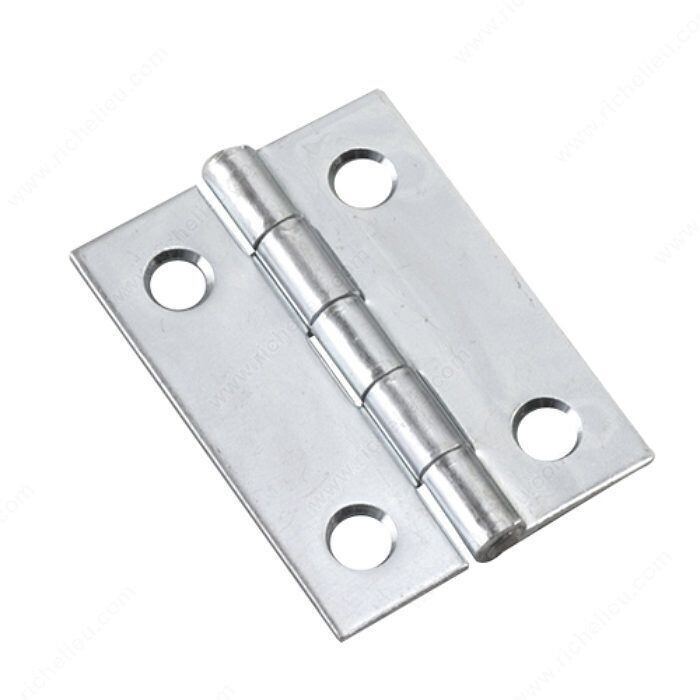2 Inch by 1-1/2 inch zinc fixed pin hinge for cabinet doors.