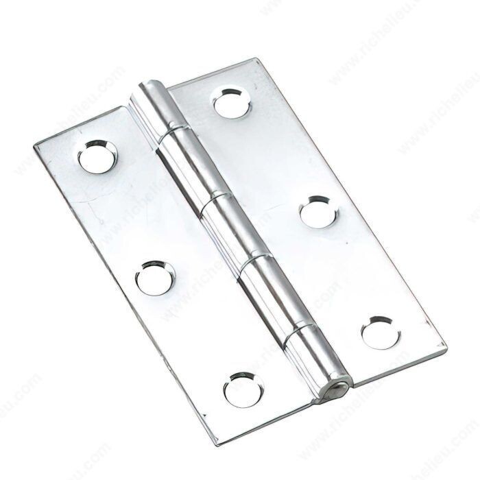 3 inch by 2 inch narrow butt hinge in a zinc finish, for cabinet doors and light duty hardware.
