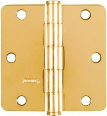 3-1/2 inch butt hinge with 1/4 inch radius corner in brass, for interior doors.