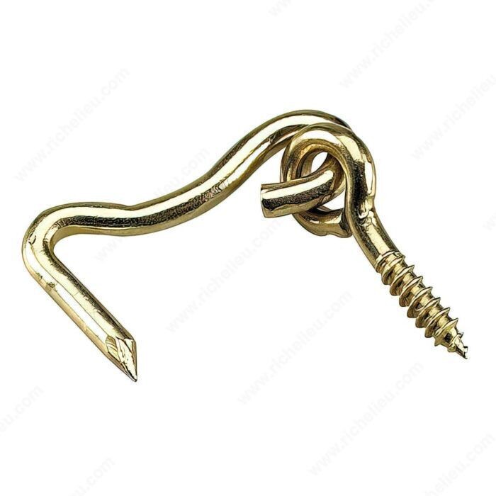 1 Inch gate hook and eye, brass finish, pack of 2.