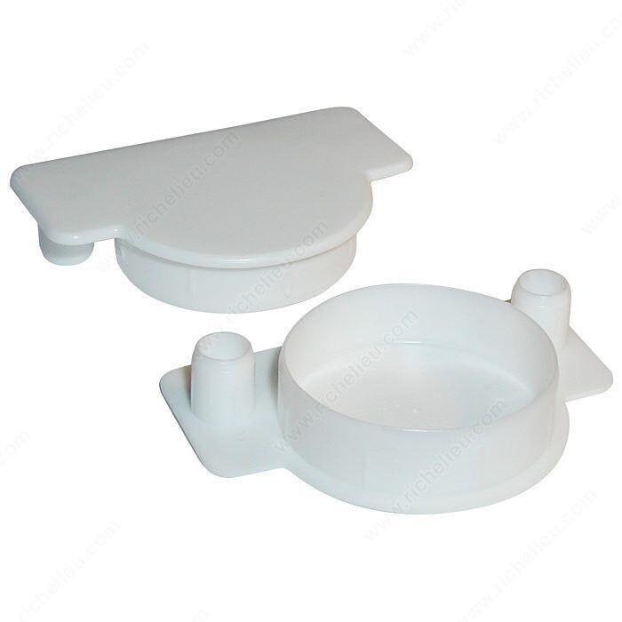 White cover cap for hiding Euro hinge mounting screws.