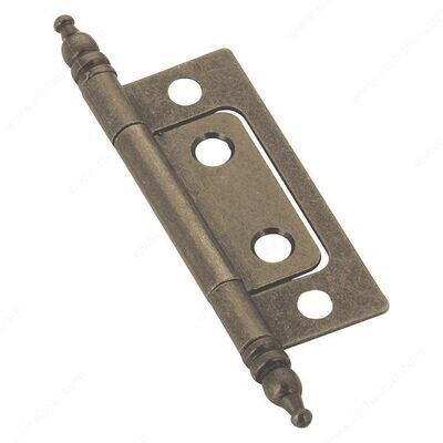 2 inch antique brass hinge, for cabinet doors and small furniture pieces.