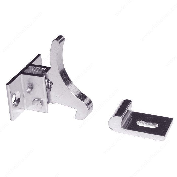 Heavy duty elbow latch for double cabinet doors.