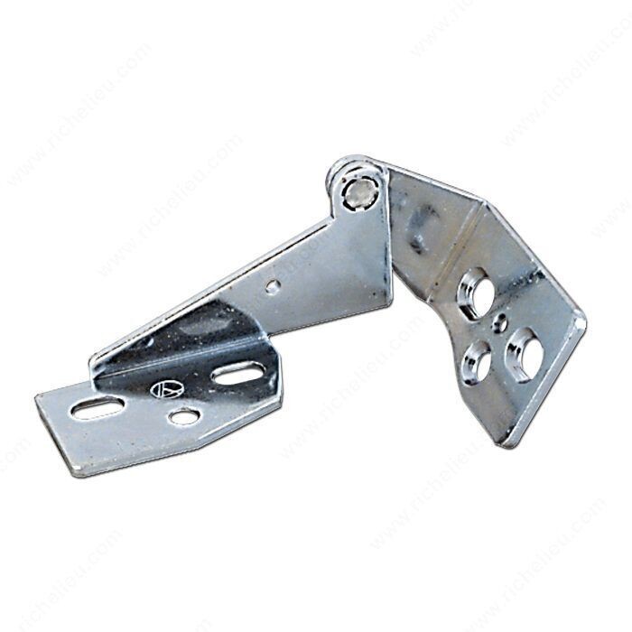 Classic cabinet hinge in a zinc finish for cabinet doors.