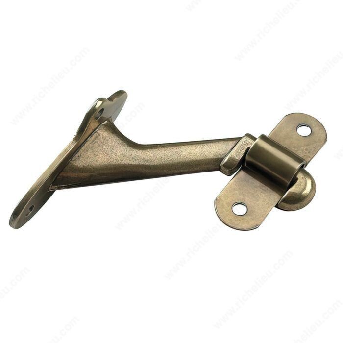 2-1/4 inch handrail bracket in an antique brass finish for mounting stair and hallway rails.