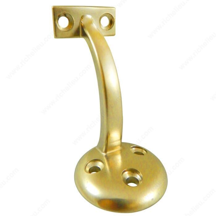 3-5/32 Inch handrail bracket in brass finish for stair and hallway railings.