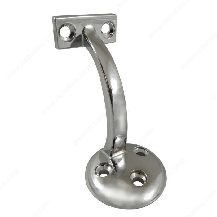 3-7/8 Inch handrail bracket in chrome finish for stair and hallway railings.