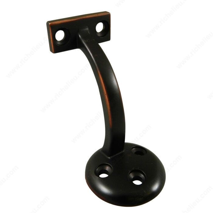 3-5/32 Inch handrail bracket in oil-rubbed bronze finish for stair and hallway railings.