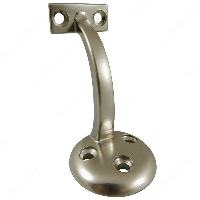3-5/32 Inch handrail bracket in satin nickel finish for stair and hallway railings.
