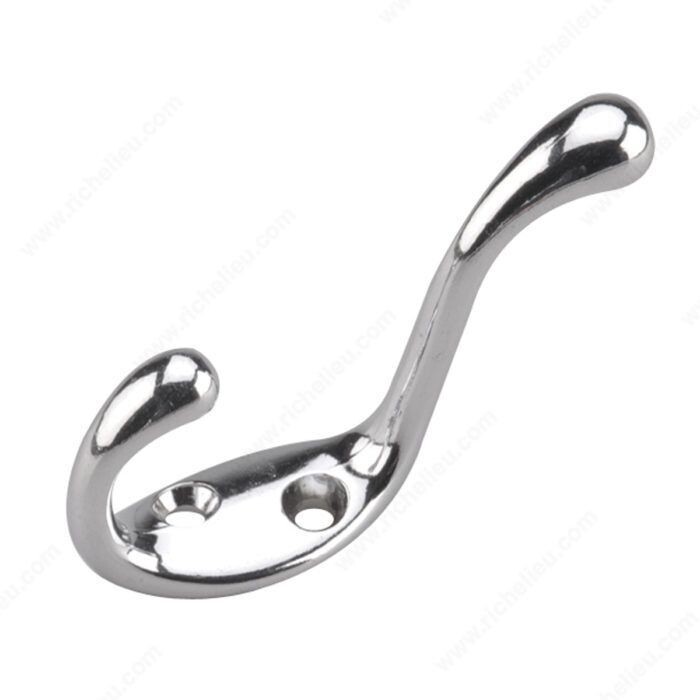 3-1/2 3-1/2 inch coat hook in chrome, for hanging coats, bags, and towels.