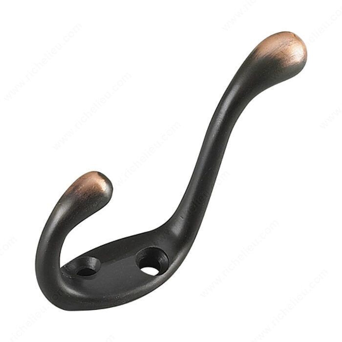 3-1/2 3-1/2 inch coat hook in oil-rubbed bronze, for hanging coats, bags, and towels.