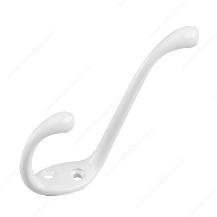 4-1/4 inch white coat hook for entryways and mudrooms.