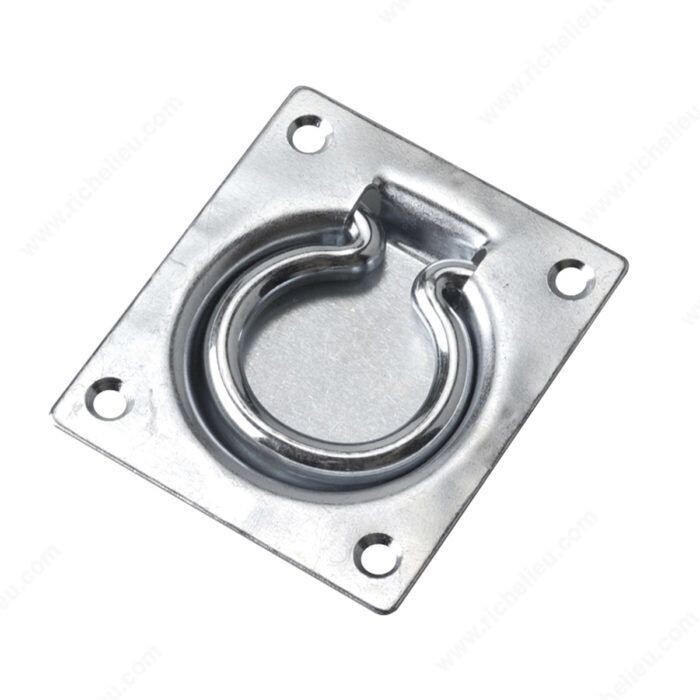 3 inch trap door ring in zinc finish, for flush pulls on trap doors and chests.