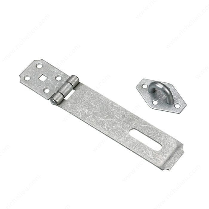 8 inch galvanized hasp for securing sheds and gates.