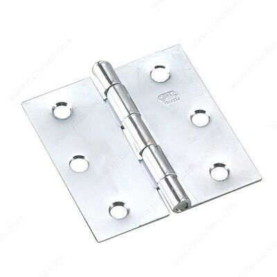 2-1/2 inch zinc square butt hinge for interior doors.