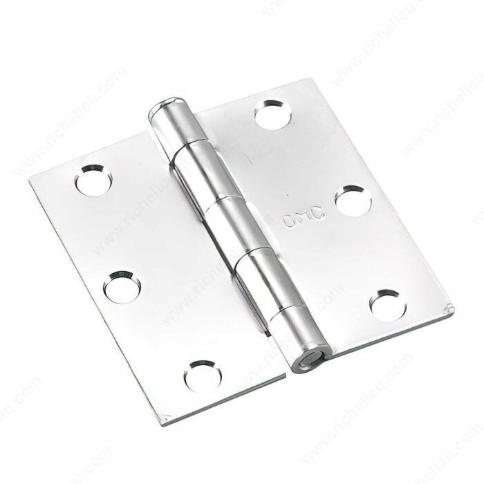 3 3 inch square zinc butt hinge for mounting interior doors.