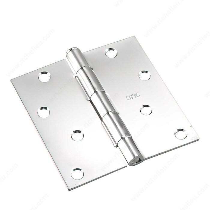 4 inch square corner butt hinge in zinc finish for interior doors.