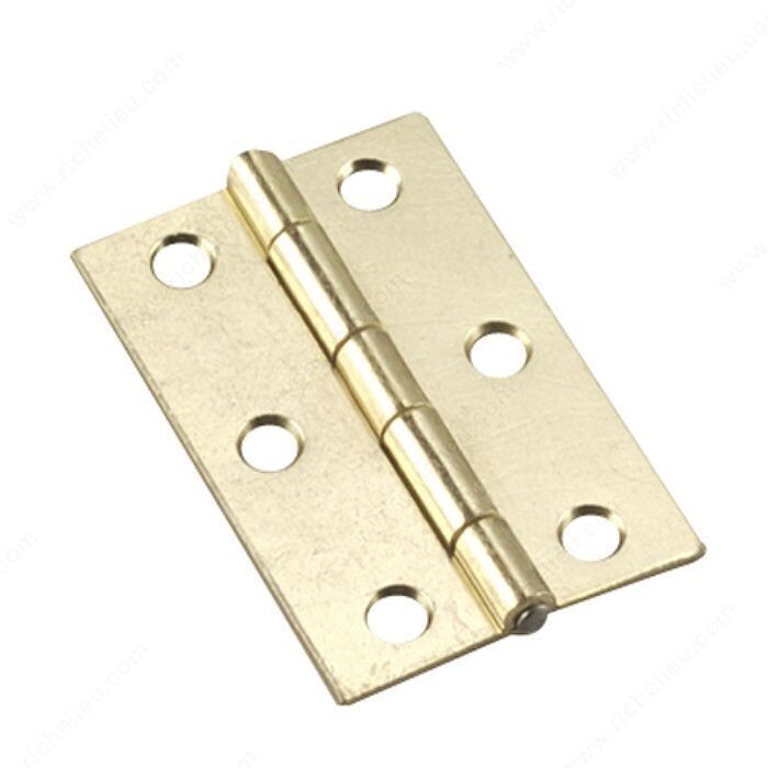 2-1/2 inch brass narrow butt hinge for cabinet doors.
