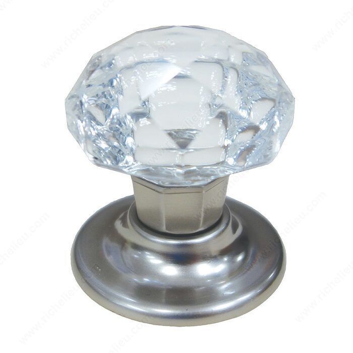 Decorative crystal knob for cabinets and drawers.