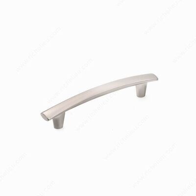 CONTEMPORARY BRUSHED NICKEL PULL Contemporary cabinet pull in a brushed nickel finish.