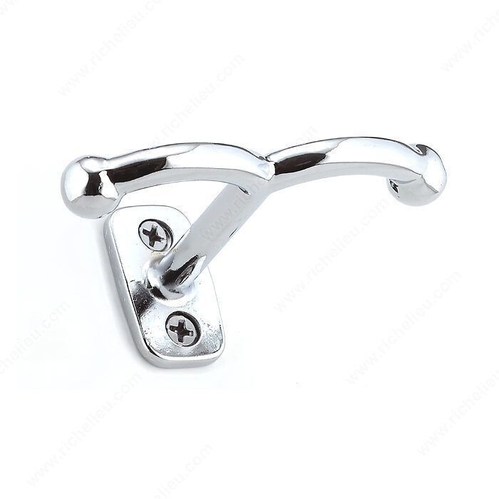 3-1/4 inch double ceiling hook in chrome, for hanging planters and light fixtures.