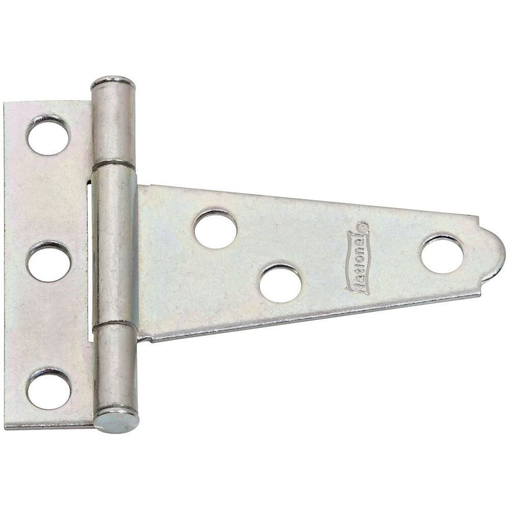 2 Inch light duty zinc T-hinge for cabinets and small doors.