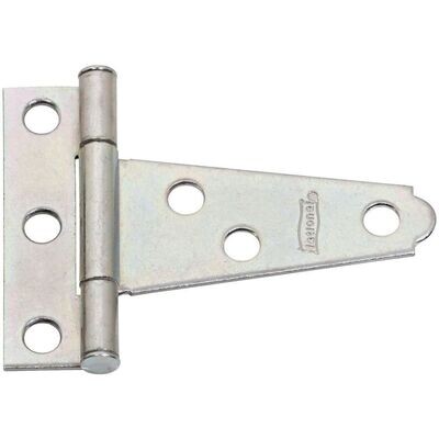 2 2 Inch light duty zinc T-hinge for cabinets and small doors.