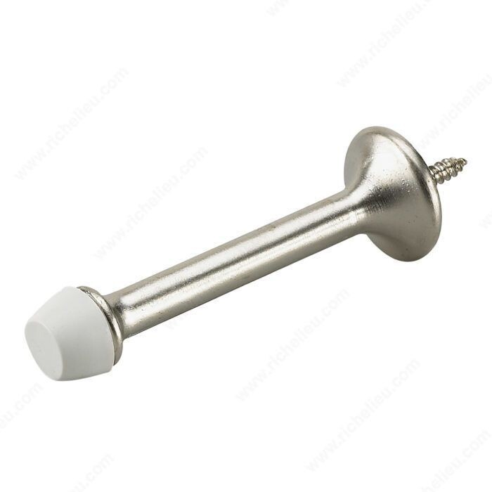 3 3 inch rigid brushed nickel door stop for protecting baseboards and walls.