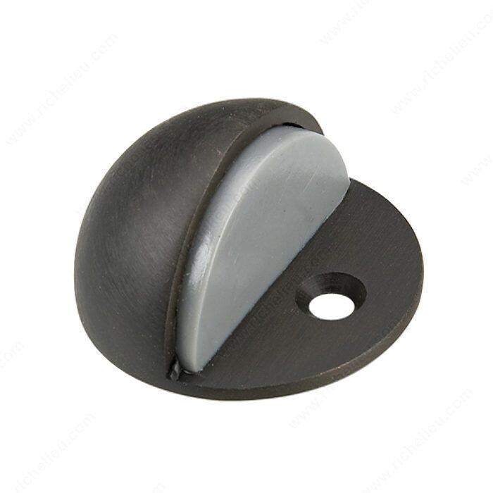 Low profile dome door stop in oil-rubbed bronze.