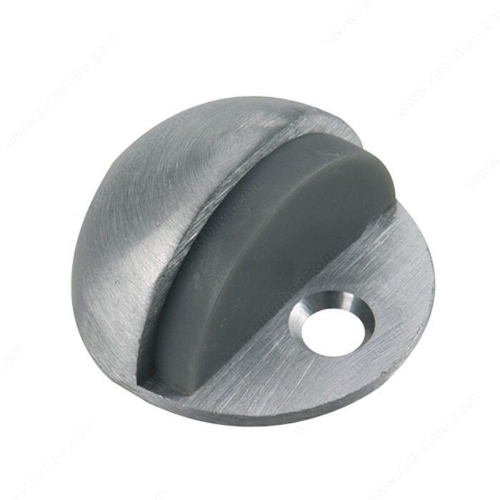 Low profile dome door stop in brushed chrome.