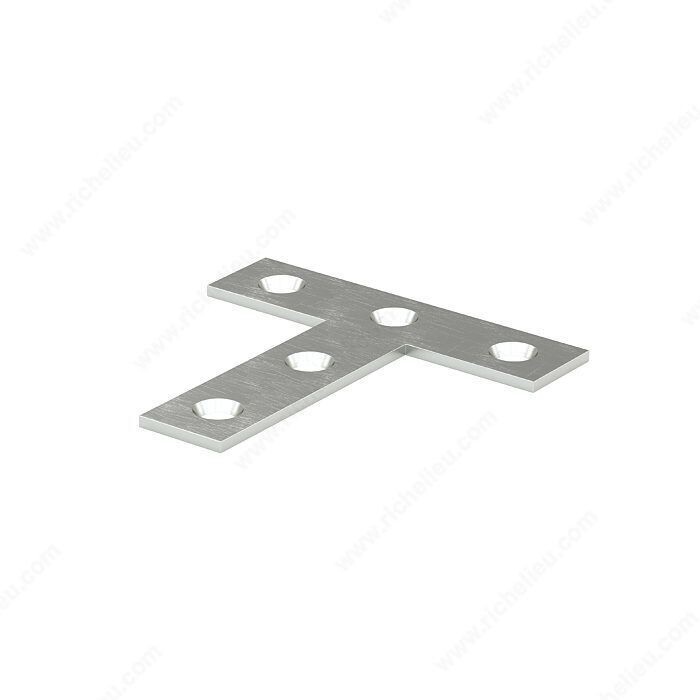 2-1/2 inch T-shaped mending plate for reinforcing wood joints and furniture repairs.