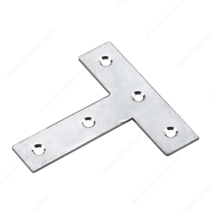 3 inch T-shaped mending plate, for reinforcing wood joints in furniture and framing.