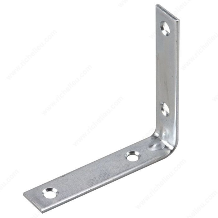 4 inch corner brace for reinforcing shelves, frames, and furniture joints.