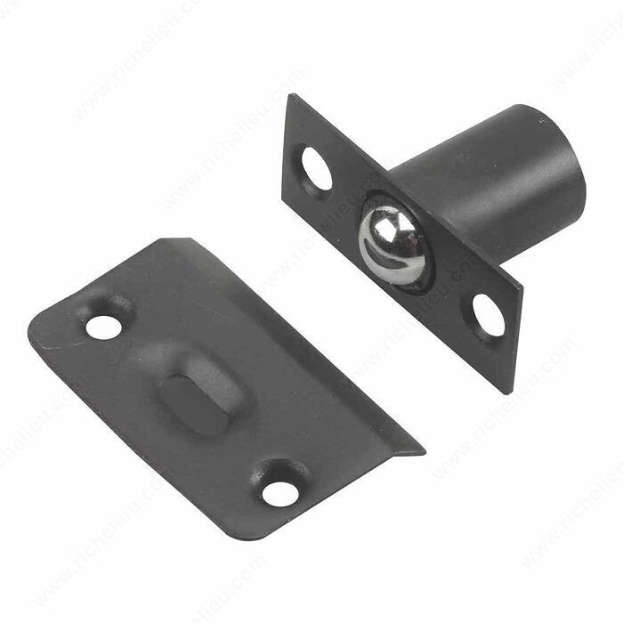 ADJUSTABLE BALL CATCH BLACK Adjustable ball catch in a black finish for cabinet and closet doors.