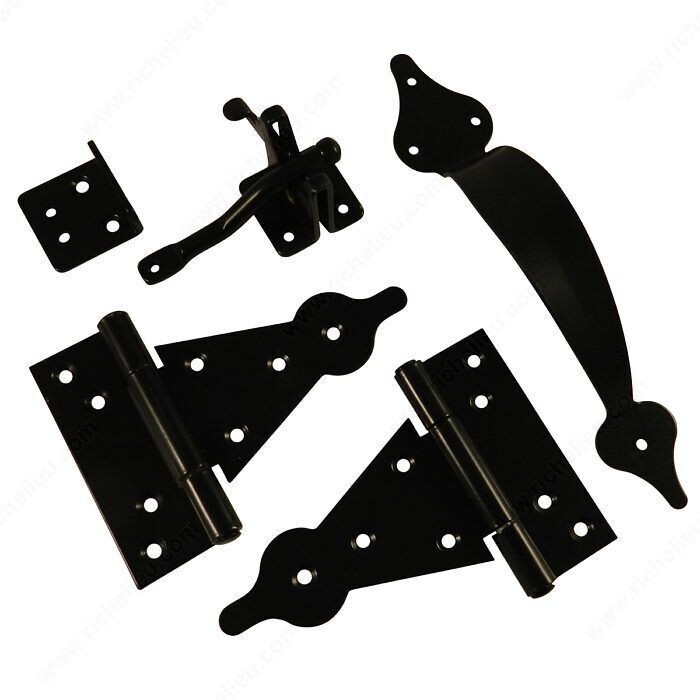 ORNAMENTAL GATE KIT BLACK Ornamental black gate hardware kit for wrought iron style gates.