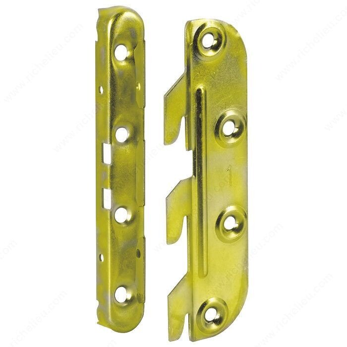 Bed fitting clip for securing bed rail connections to the frame.