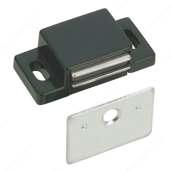 MAGNETIC CATCH BLACK Black magnetic catch for cabinet doors.