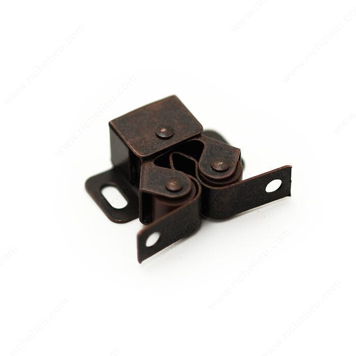 ANTIQUE COPPER ROLLER CATCH Roller catch in an antique copper finish for cabinet doors.