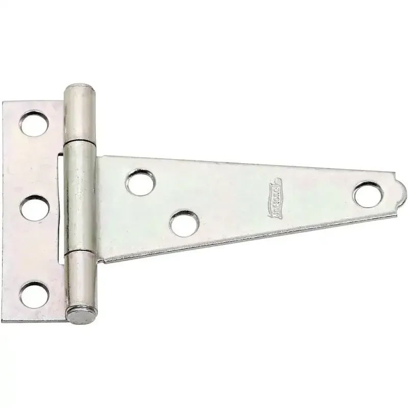 3 3 inch T-hinge in zinc finish, light duty, for sheds, gates, and cabinet doors.