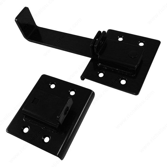 Heavy duty black flip latch for gates and doors.
