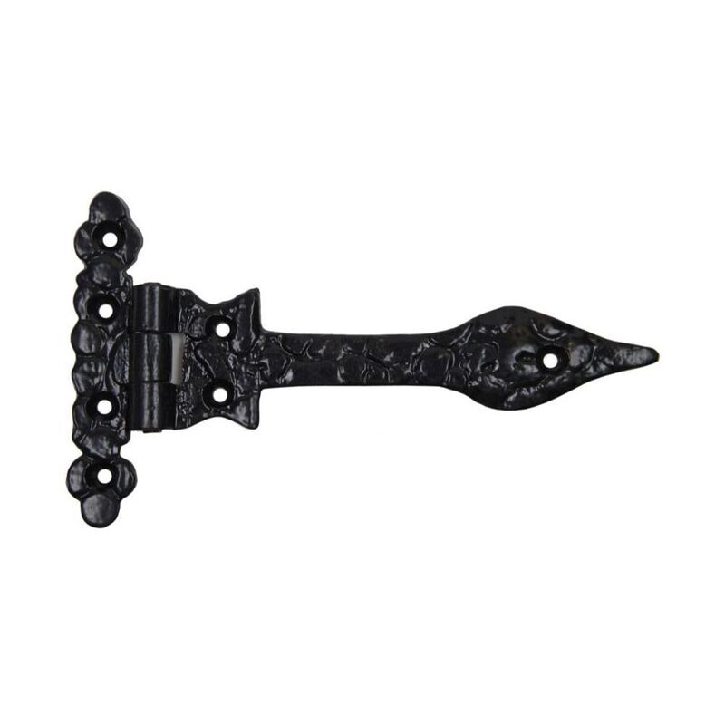 6 6 inch antique style T-hinge in black for gates and shed doors.