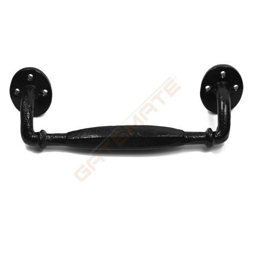 Heavy black gate pull for opening heavy gates.