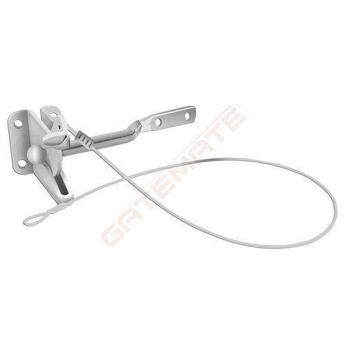 2 inch zinc auto latch with attached cable, for gates and screen doors.