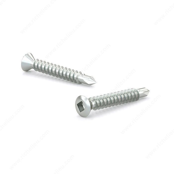 #6 x 1-1/4 inch self drilling screw, oval head, zinc finish.